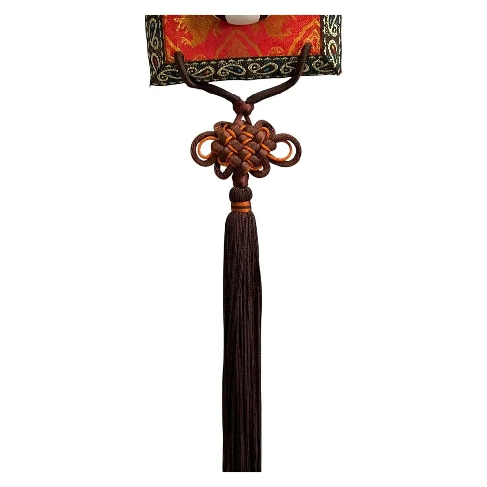 Chinese Opera Mask Wall‎ Hanging Decor with Tassel Fabric Frame